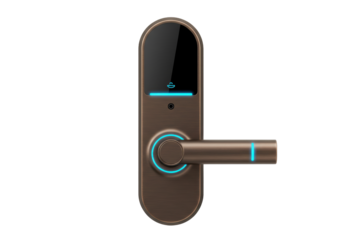 Isolated modern smart door lock handle, digital security entrance access system device