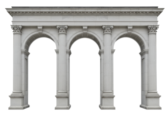 Isolated ornate Romanesque arcade of arches, classical architecture, architectural design