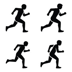 Dynamic silhouettes of athletes running capturing motion and fitness for sports and activity graphics design silhouette