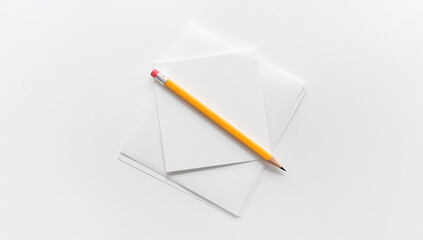 Single Pencil Resting on White Stack of Papers