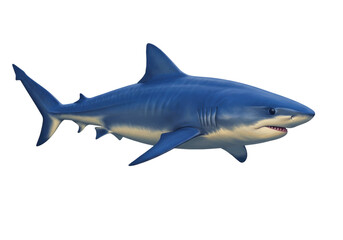 Isolated Bull Shark Illustration, a dangerous ocean predator swimming, menacing marine animal