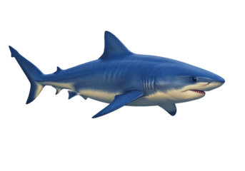 Isolated Bull Shark Illustration, a dangerous ocean predator swimming, menacing marine animal