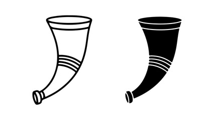 Stylized Horn Design in Monochrome with Outline and Filled Versions
