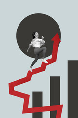 Collage showing creative concept of business growth and success with over rising arrow chart goal...