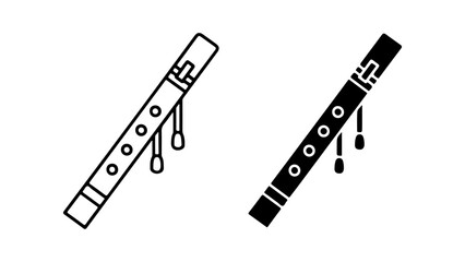 Minimalist Black Flute Instrument Icon Set Line and Glyph Style
