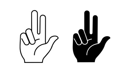 Stylized Human Hand Gestures Showing Number Two or Peace Sign