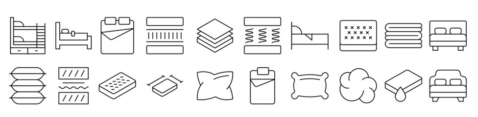 Pillow, Cushion Picture Collection. Editable Stroke. Perfect for Infographics, Articles, Books, Flyers, Banners vector