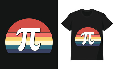 Retro Sunset Pi Symbol Vintage Gradient Striped Math Graphic Design