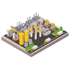 Obraz premium Industrial plant concept with chimney tower or isometric pipes