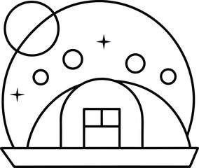 futuristic moon base farm coloring vector illustration on transparent background 