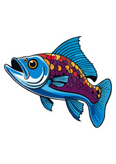 Vector illustration of ornamental fish line on white background