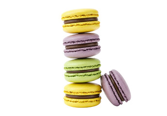 Isolated pile of colorful macaroons, French delicacy, patisserie, sweet treat, confectionery