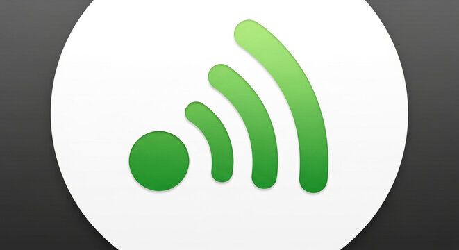 Wifi icon on a white background, symbolizing wireless internet access and network connectivity, perfect for illustrating hotspot and signal strength concepts