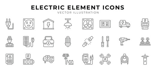 Electric Element icon pack for your website design, logo, app, UI. Electric Element icon outline design. Vector graphics illustration and editable stroke.