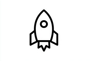 A minimalist rocket illustration features a simple design with an outlined structure.
