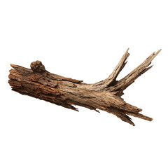 Fototapeta premium Rustic weathered driftwood piece, perfect for coastal decor accents, earthy design elements, or nature-inspired art projects, adding organic warmth and natural textures to creative visuals
