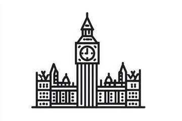 Fototapeta premium The clock tower features a classic design with intricate details, surrounded by historic buildings. Its a landmark that represents the citys rich history and architecture, inviting exploration.