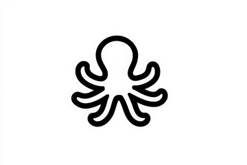 Obraz premium A simple drawing of an octopus features flowing tentacles and a rounded head. The design is minimalistic and uses bold lines against a plain background, showcasing the octopuss graceful form.