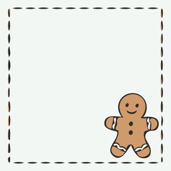 Obraz premium Gingerbread man illustration in a blank decorative frame 
