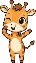 Cute Cartoon Giraffe Winking