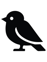 Black Bird Silhouette with White Accent for Design and Illustration