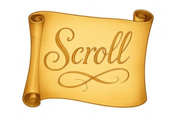 Golden historic paper scroll displaying curved text area