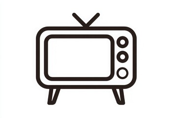 This classic television has a minimalist design featuring three knobs and a large screen area. Its retro appearance makes it a charming addition to any room.