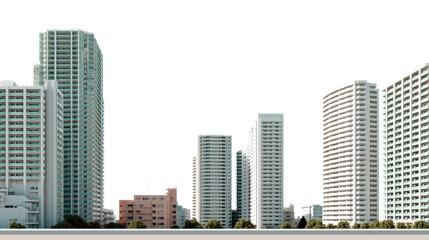Fototapeta premium Modern Skyline: A striking composition of modern skyscrapers stretching towards the horizon, a symbol of urban development and architectural innovation.