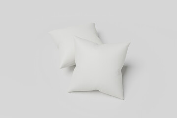 Blank Square Pillow mockup with white background. 3D rendering