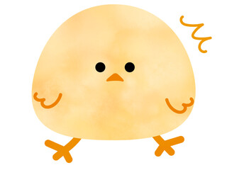 驚いた顔の ゆるいタッチのかわいいひよこイラスト素材 © あきよん