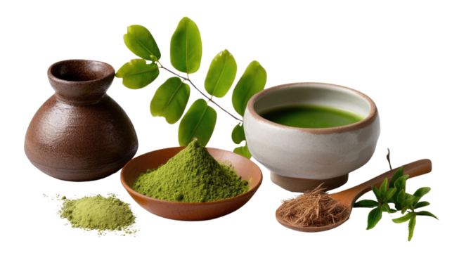 Matcha Ceremony Arrangement: An inviting arrangement showcasing the vibrant allure of matcha tea, highlighting its rich color and the essential tools required for a moment of serene tea.