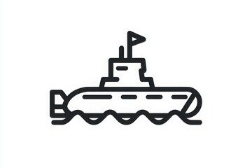 Obraz premium A submarine is moving through the waves of the ocean, featuring a small flag on top. This scene captures the essence of underwater exploration and adventure.