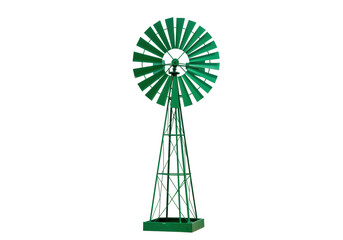 Isolated Green Windmill, Weather Vane, Outdoor Decoration, Farm Decor, Landscape Ornament