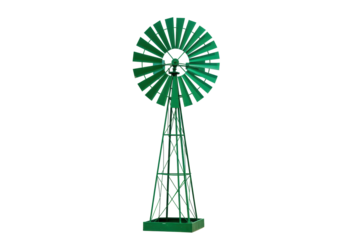 Isolated Green Windmill, Weather Vane, Outdoor Decoration, Farm Decor, Landscape Ornament