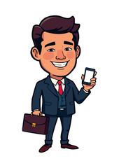 Vector illustration of business and businessman cartoon character design on white background