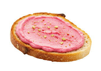 Isolated berry cream cheese spread on toast, golden sprinkles, sweet breakfast treat