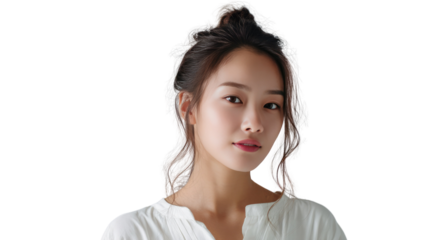 Serene Beauty: A portrait of a beautiful woman with captivating features exudes an aura of tranquility and confidence, showcasing natural elegance and poise. 