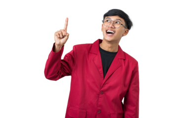 Thoughtful Young college student thinking about something isolated on white background