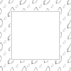 sausage frame. doodle grill sausage square frame. hand drawn sausage frame background. grill sausage background