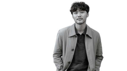 Intense Portrait of a Person: a captivating portrait showcasing a man exuding confidence, poise, and a unique charisma in this monochrome photographic study