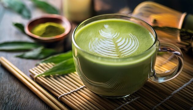 refreshing green matcha latte a tasty and healthy bamboo beverage to enjoy fresh anytime