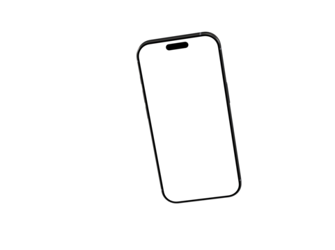 Clean, minimalist mockup of a modern smartphone with a blank screen. Perfect for app presentations or website designs. High-resolution image for professional use.