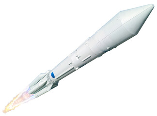 Space rocket lift off isolated on transparency backgronud in PNG format