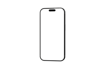 Clean image of a black smartphone with blank screen, ideal for app presentations or website mockups. Easy to use and customize.