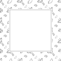 sausage frame. doodle grill sausage square frame. hand drawn sausage frame background. grill sausage background