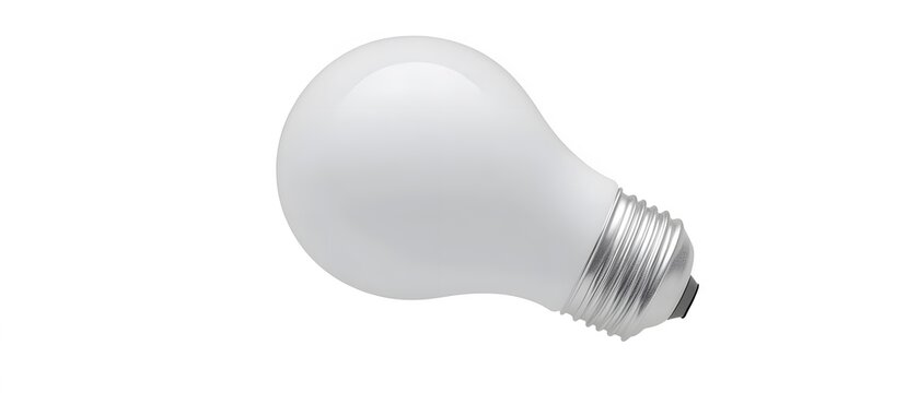 Classic white light bulb lying horizontally on white background