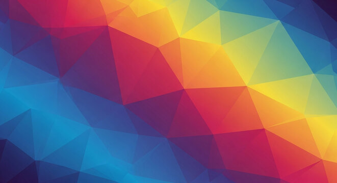 Vibrant geometric background featuring a spectrum of colors and triangular shapes, creating a modern and dynamic visual effect for various designs