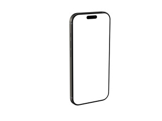 High-quality photo of a modern smartphone with a blank white screen, perfect for app presentations or technology concepts.  Easy to use and customize.