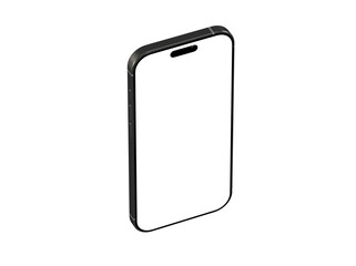 High-quality isometric mockup of a modern smartphone with a blank screen, perfect for app presentations or technology designs. Clean and minimalist.