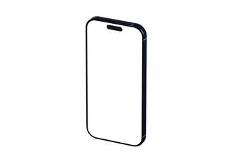 Clean isometric view of a smartphone with blank screen, perfect for app presentations or website mockups.